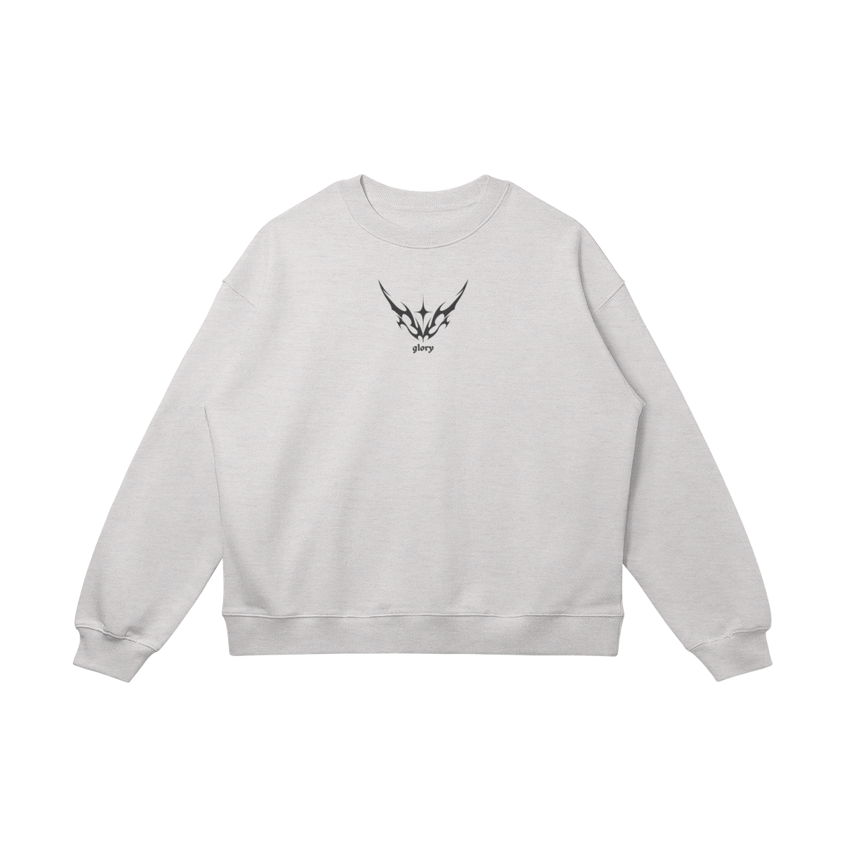 WHITE GRAPHIC CREWNECK SWEATSHIRT OVERSIZED UNISEX SWEATER BRIGHT
