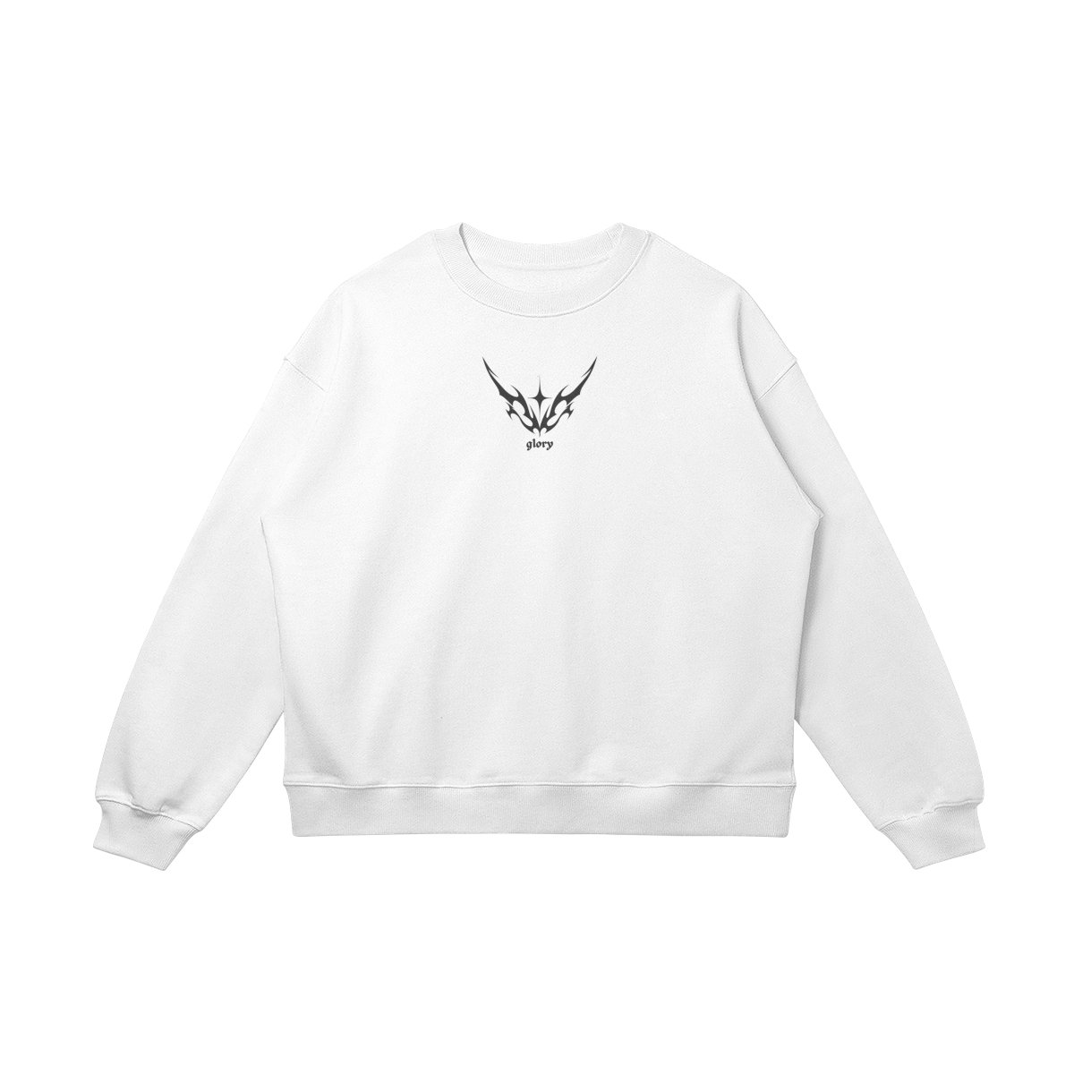 WHITE GRAPHIC CREWNECK SWEATSHIRT OVERSIZED UNISEX SWEATER BRIGHT