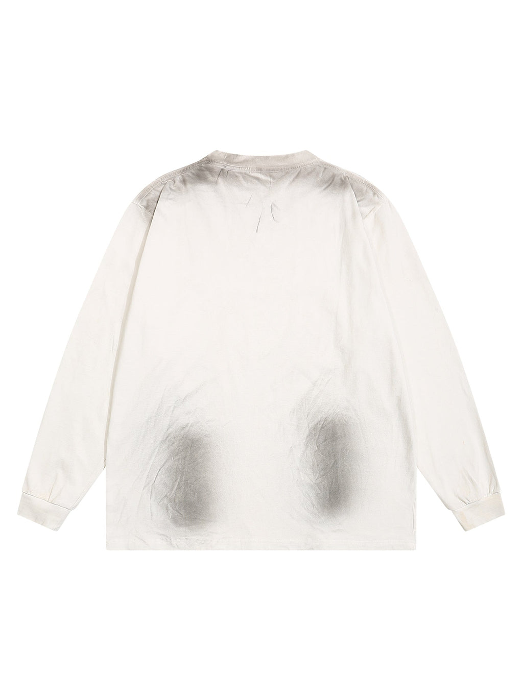 WHITE GRAPHIC LONG-SLEEVED SHIRT WITH RIPPED COLLAR