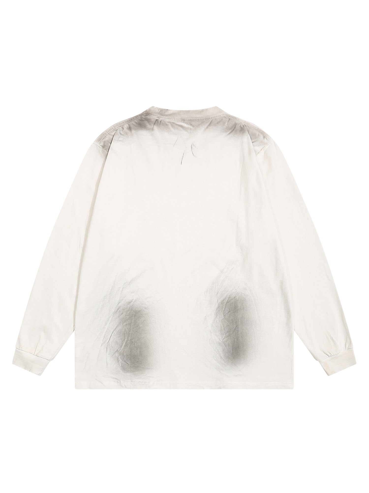 WHITE GRAPHIC LONG-SLEEVED SHIRT WITH RIPPED COLLAR