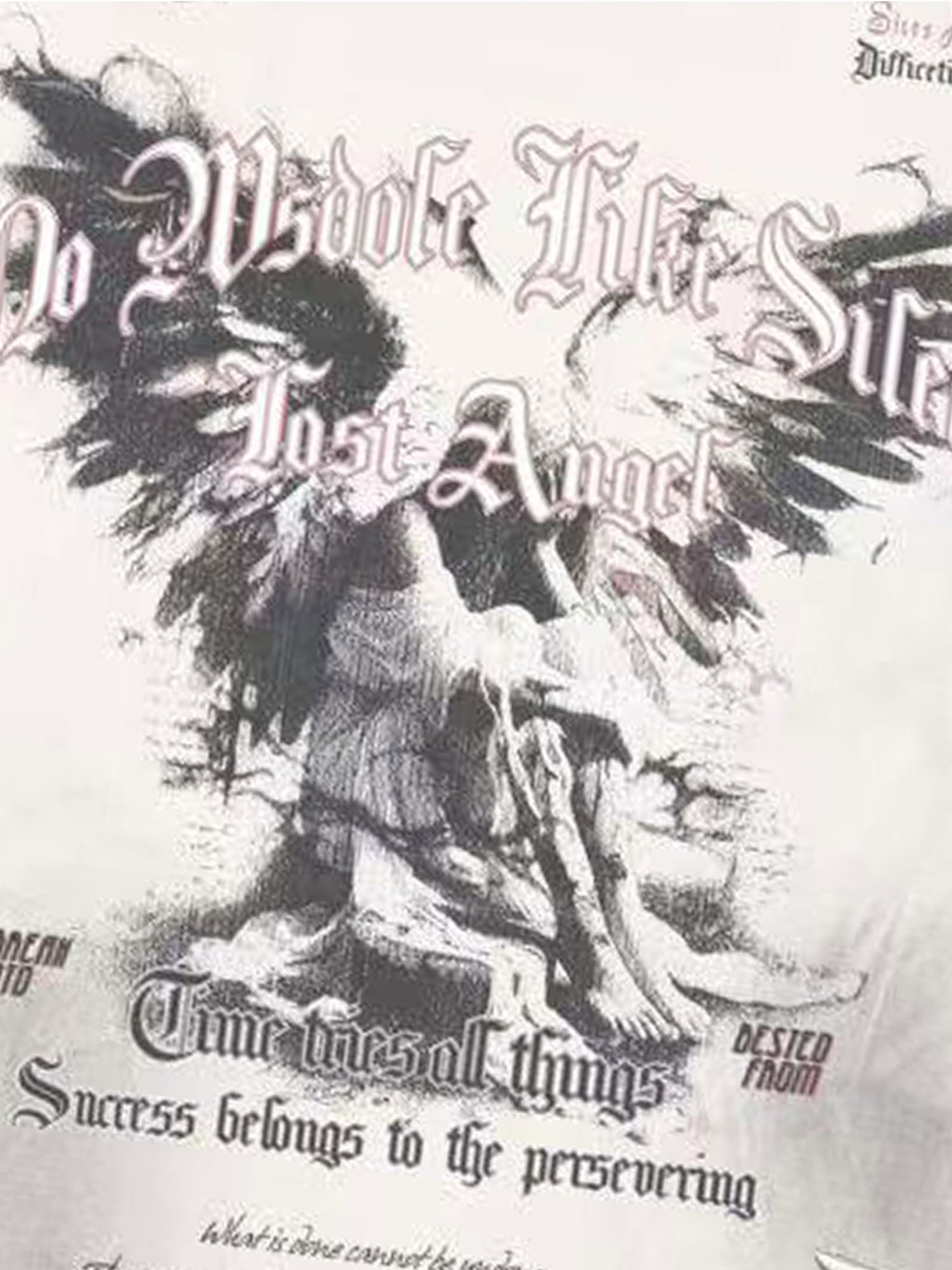 WHITE GRAPHIC LONG-SLEEVED SHIRT WITH RIPPED COLLAR