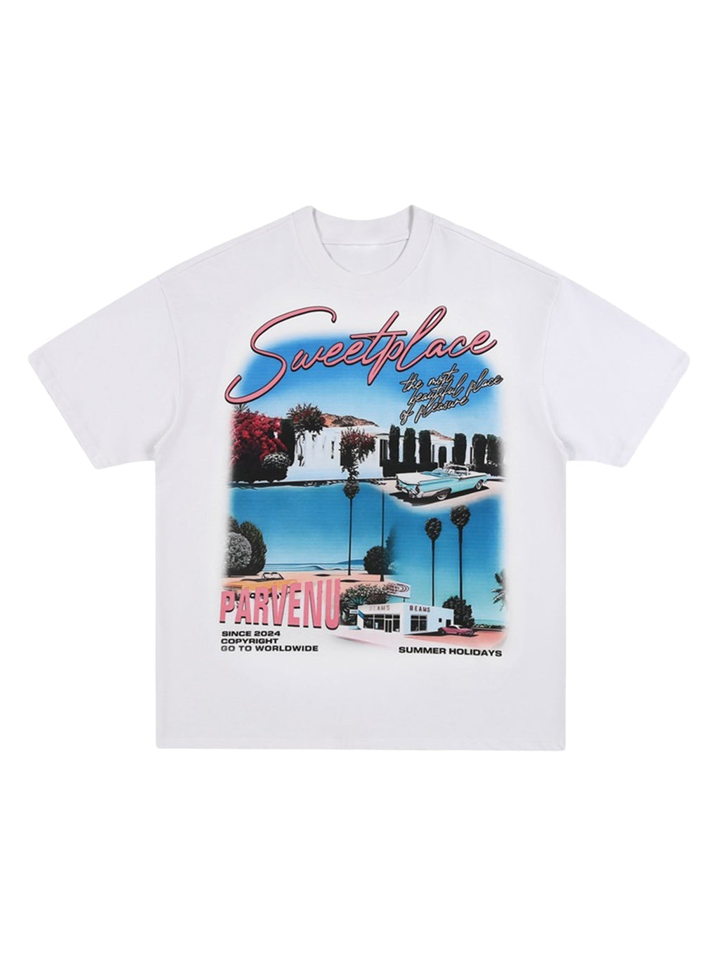 WHITE GRAPHIC T-SHIRT FOR WEST COAST STREET STYLE