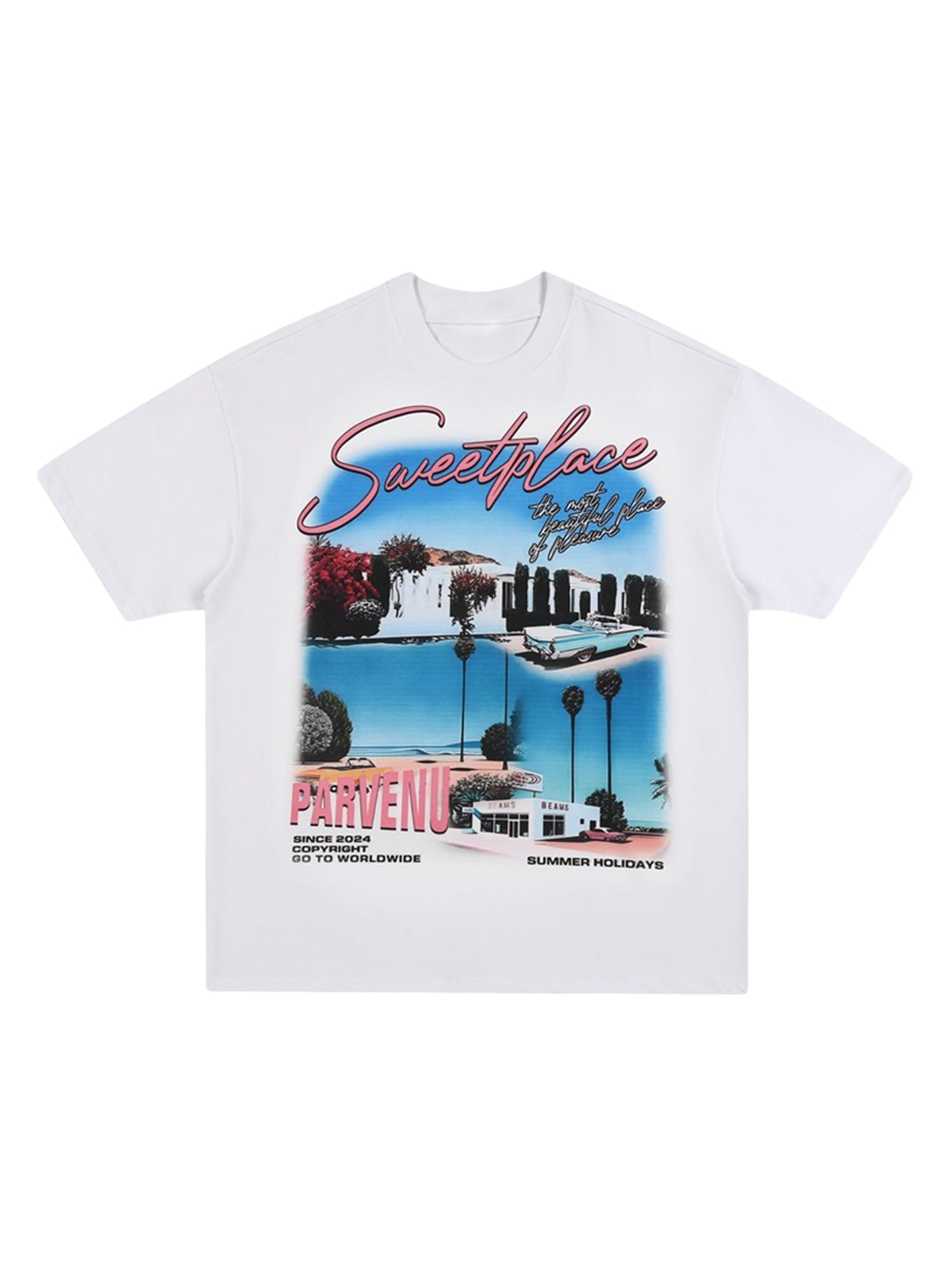 WHITE GRAPHIC T-SHIRT FOR WEST COAST STREET STYLE