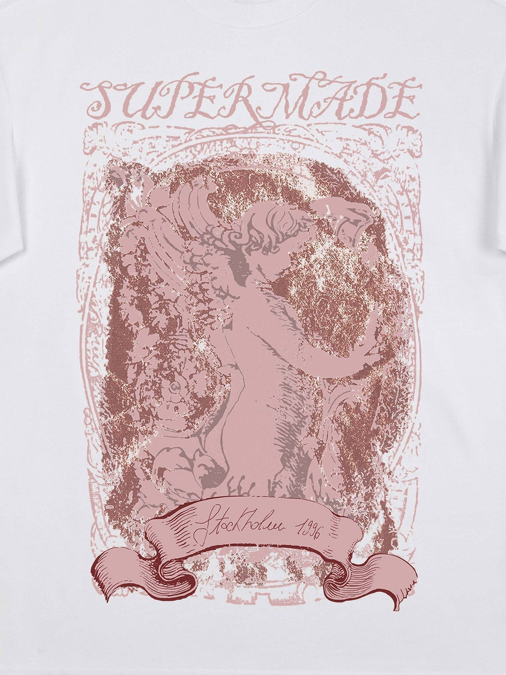 WHITE GRAPHIC T-SHIRT WITH ROUND COLLAR FOR SPRING SHORT SLEEVE WEAR