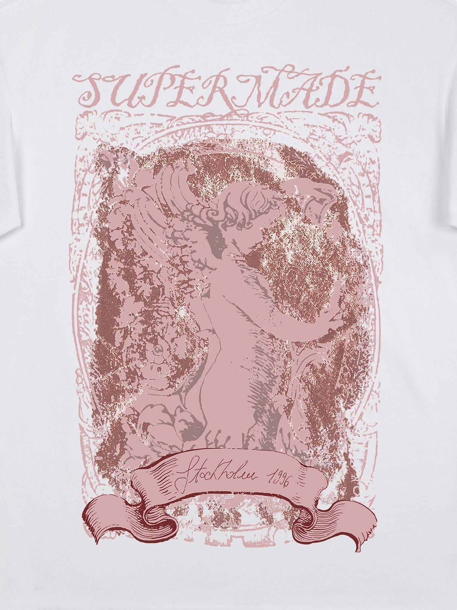 WHITE GRAPHIC T-SHIRT WITH ROUND COLLAR FOR SPRING SHORT SLEEVE WEAR