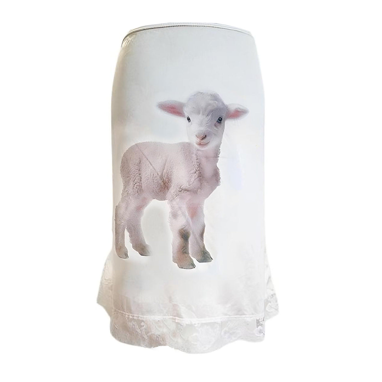 WHITE LAMB PRINT SKIRT FOR GIRLS