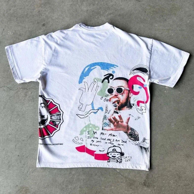 WHITE LARRY T-SHIRT WITH SLICED FACE GRAPHIC - MODERN FIT STYLISH COMFORT