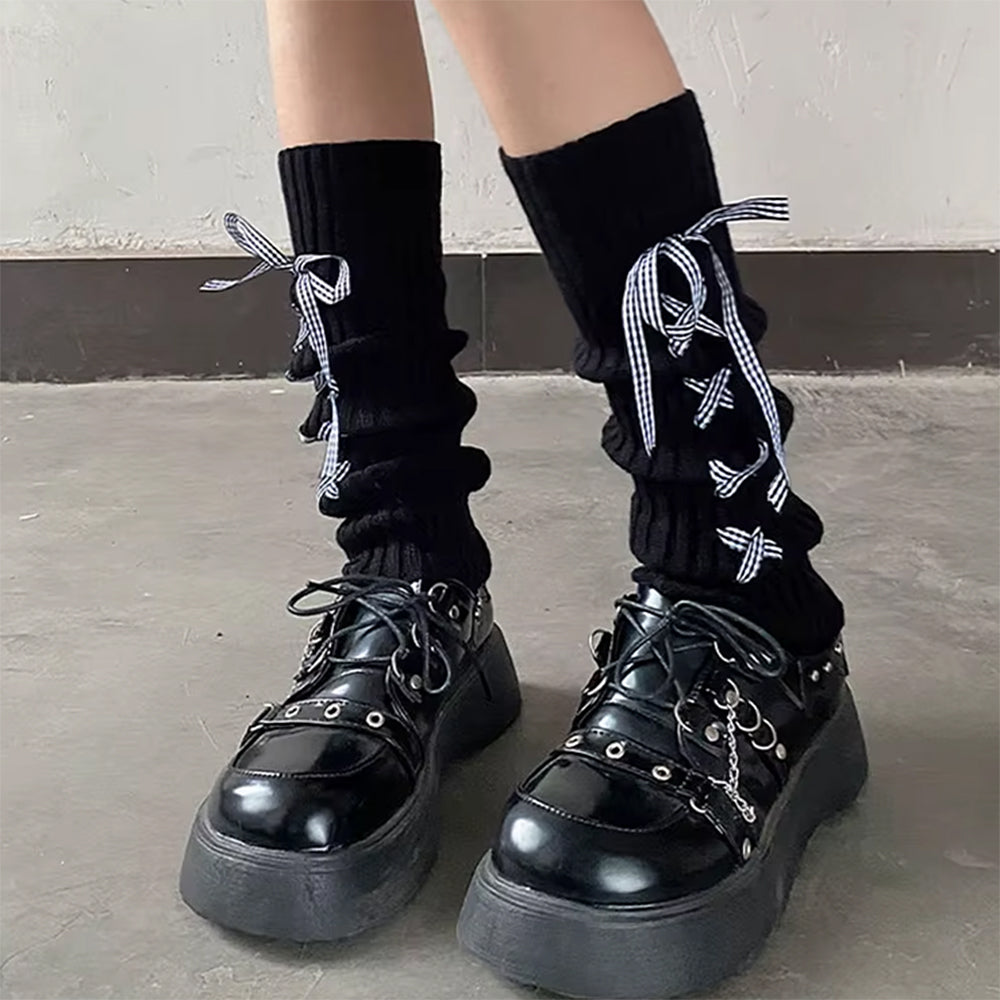 WHITE LEG WARMERS BLUE RIBBON BALLETCORE RIBBON LEG