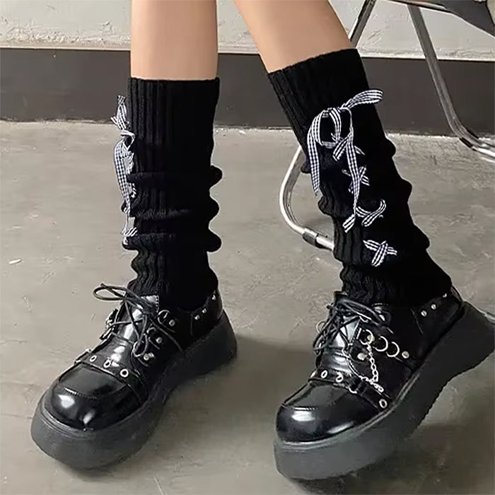 WHITE LEG WARMERS BLUE RIBBON BALLETCORE RIBBON LEG