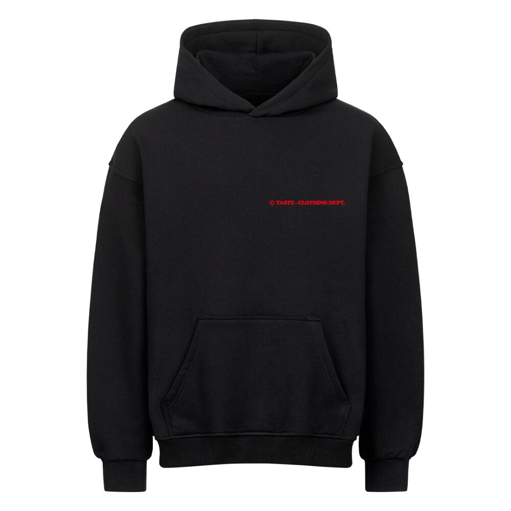WHITE OVERSIZED HOODIE WITH RED TEXT - COTTON OVERSIZED HOODIE