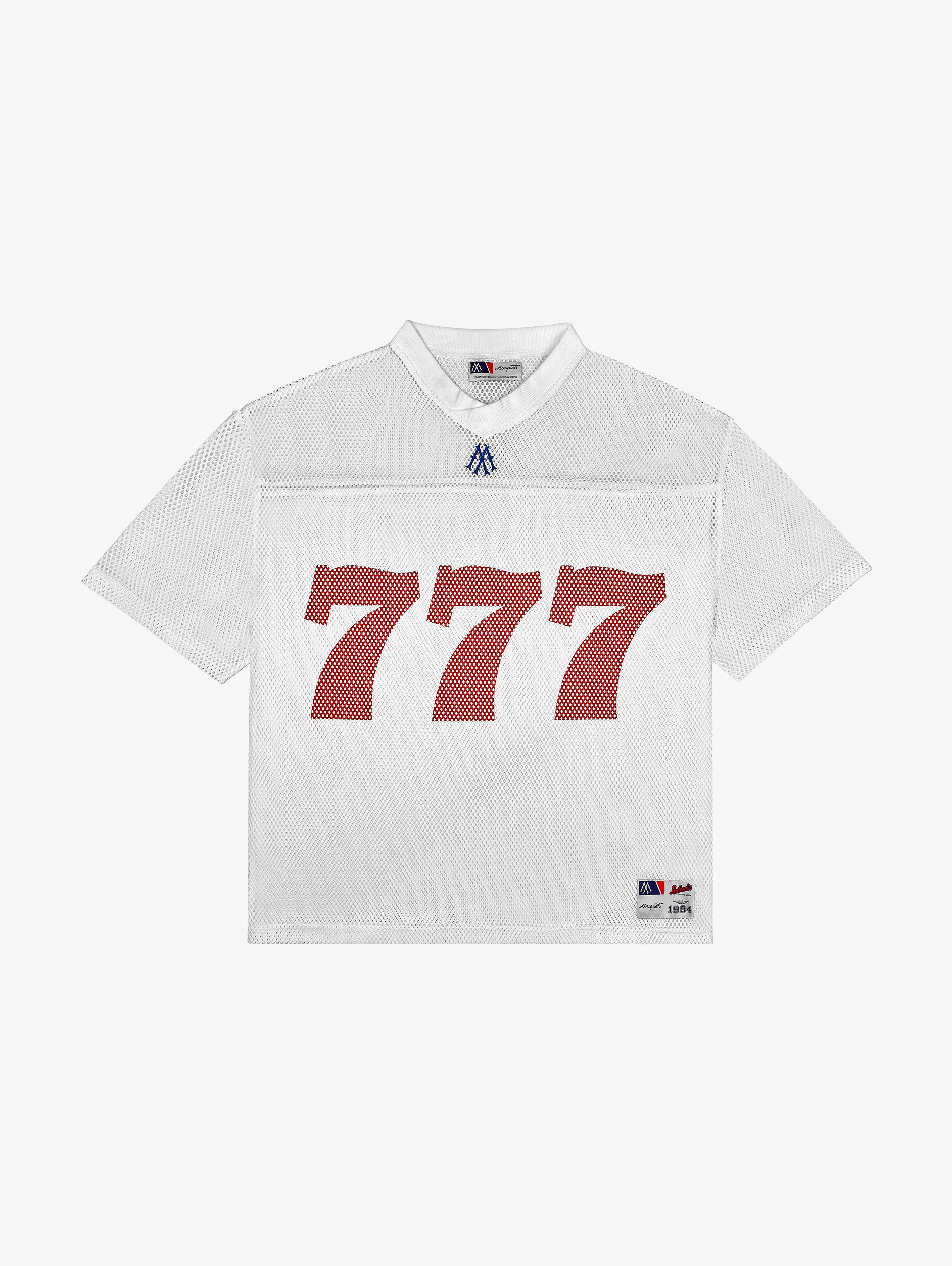WHITE OVERSIZED POLO SHIRT WITH RED 777 - OVERSIZED COMFORT TEE