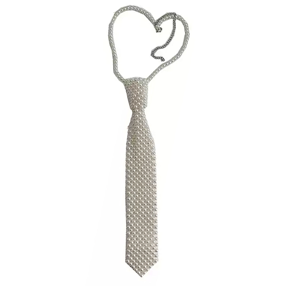 WHITE PEARL NECKTIE: JEWELS AND PEARLS TIE