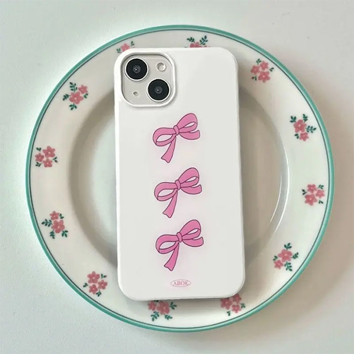 WHITE PHONE CASE WITH PINK BOWS FOR GIRL BOWS IPHONE OR SOFT GIRL BOWS