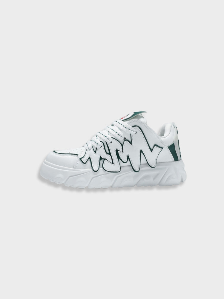 WHITE PLATFORM SNEAKERS WITH WAVY TRIM