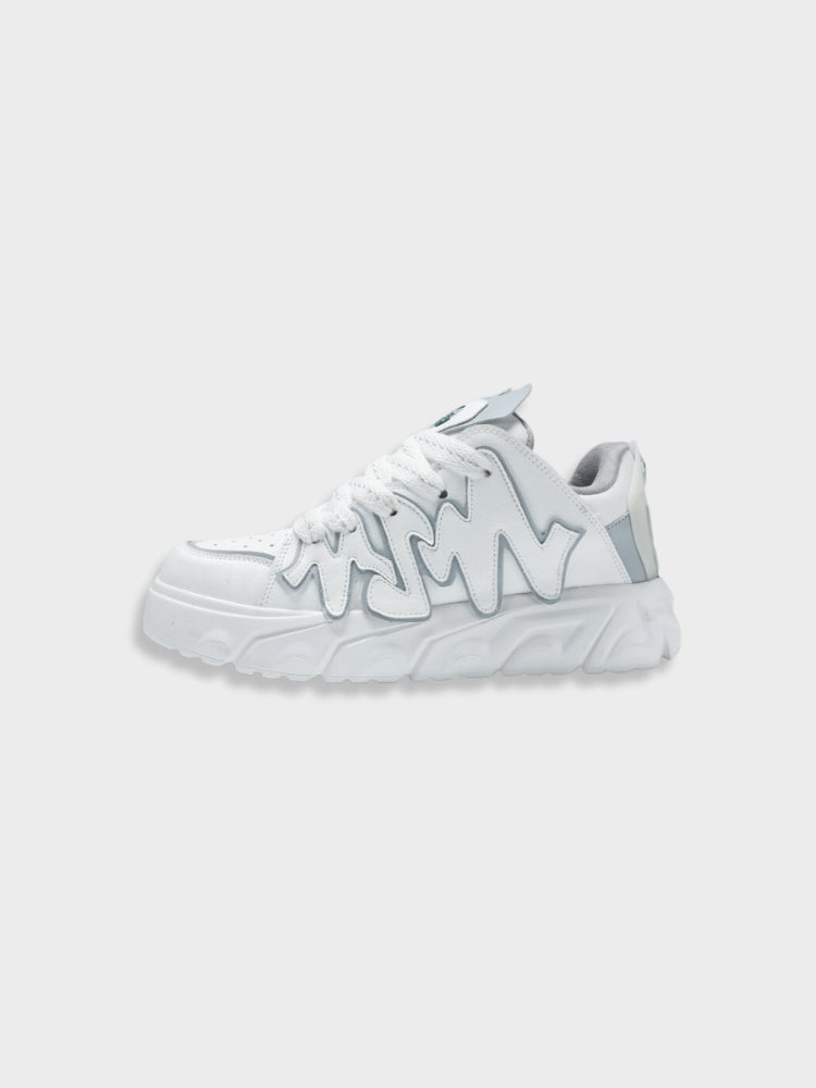 WHITE PLATFORM SNEAKERS WITH WAVY TRIM
