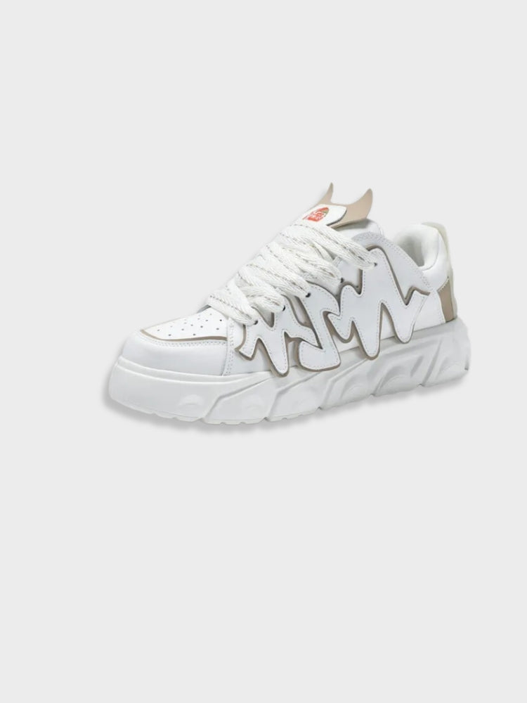 WHITE PLATFORM SNEAKERS WITH WAVY TRIM