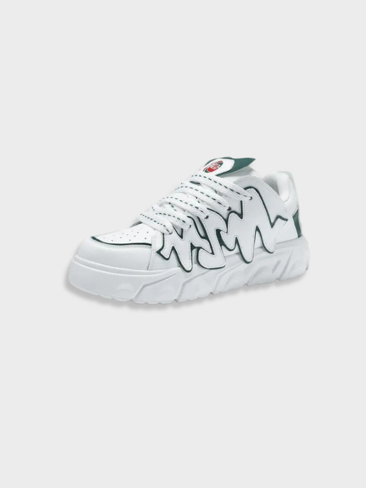 WHITE PLATFORM SNEAKERS WITH WAVY TRIM