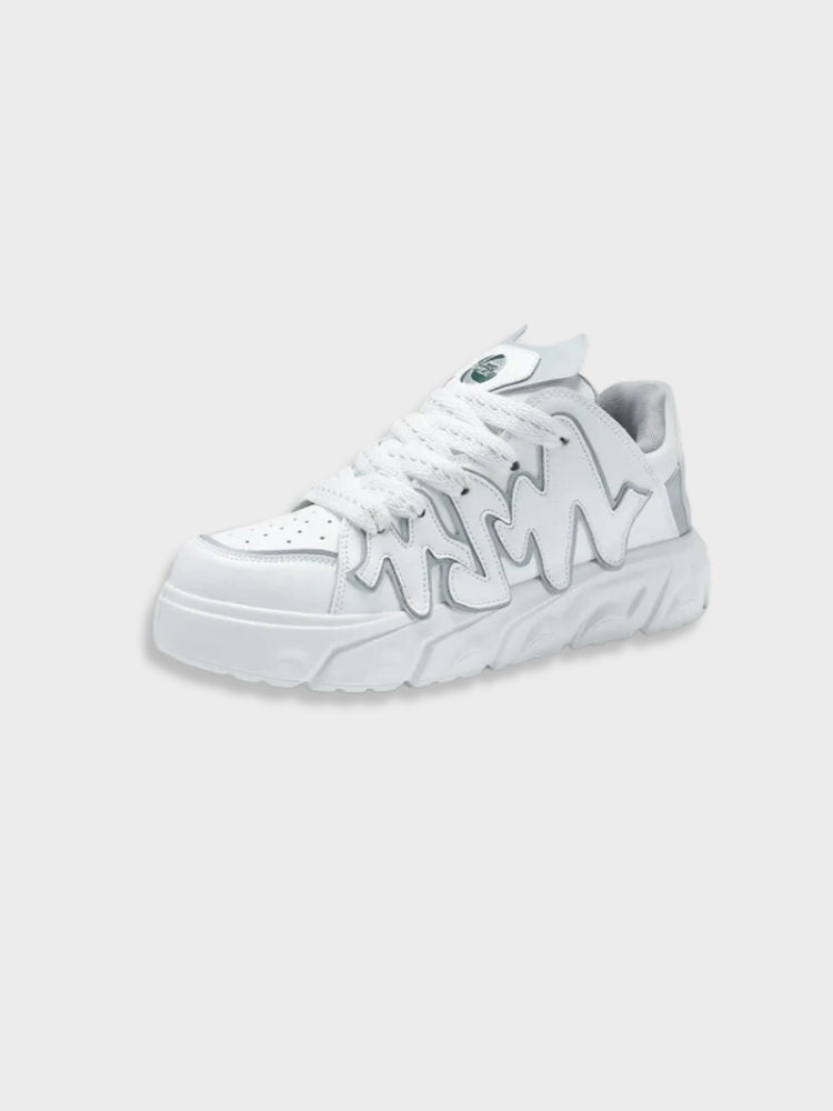 WHITE PLATFORM SNEAKERS WITH WAVY TRIM