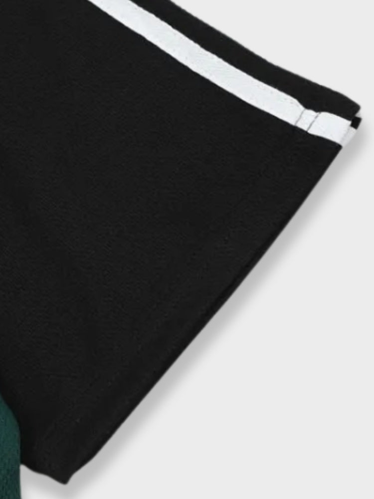 WHITE POLO SHIRT WITH BLACK COLLAR AND RED PANELS TRUST POLO OVERSIZED