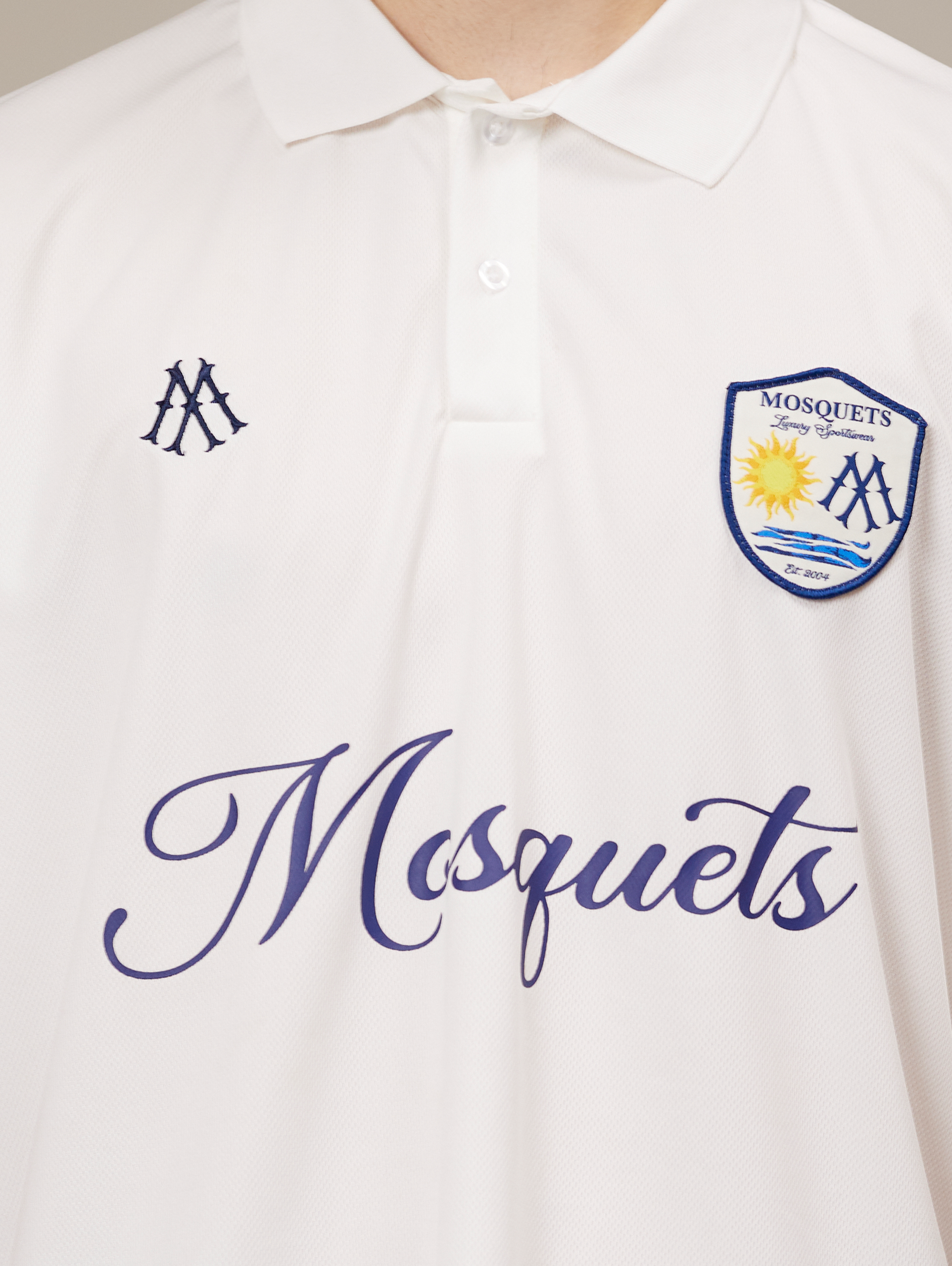 WHITE POLO SHIRT WITH DROPPED SHOULDER DESIGN