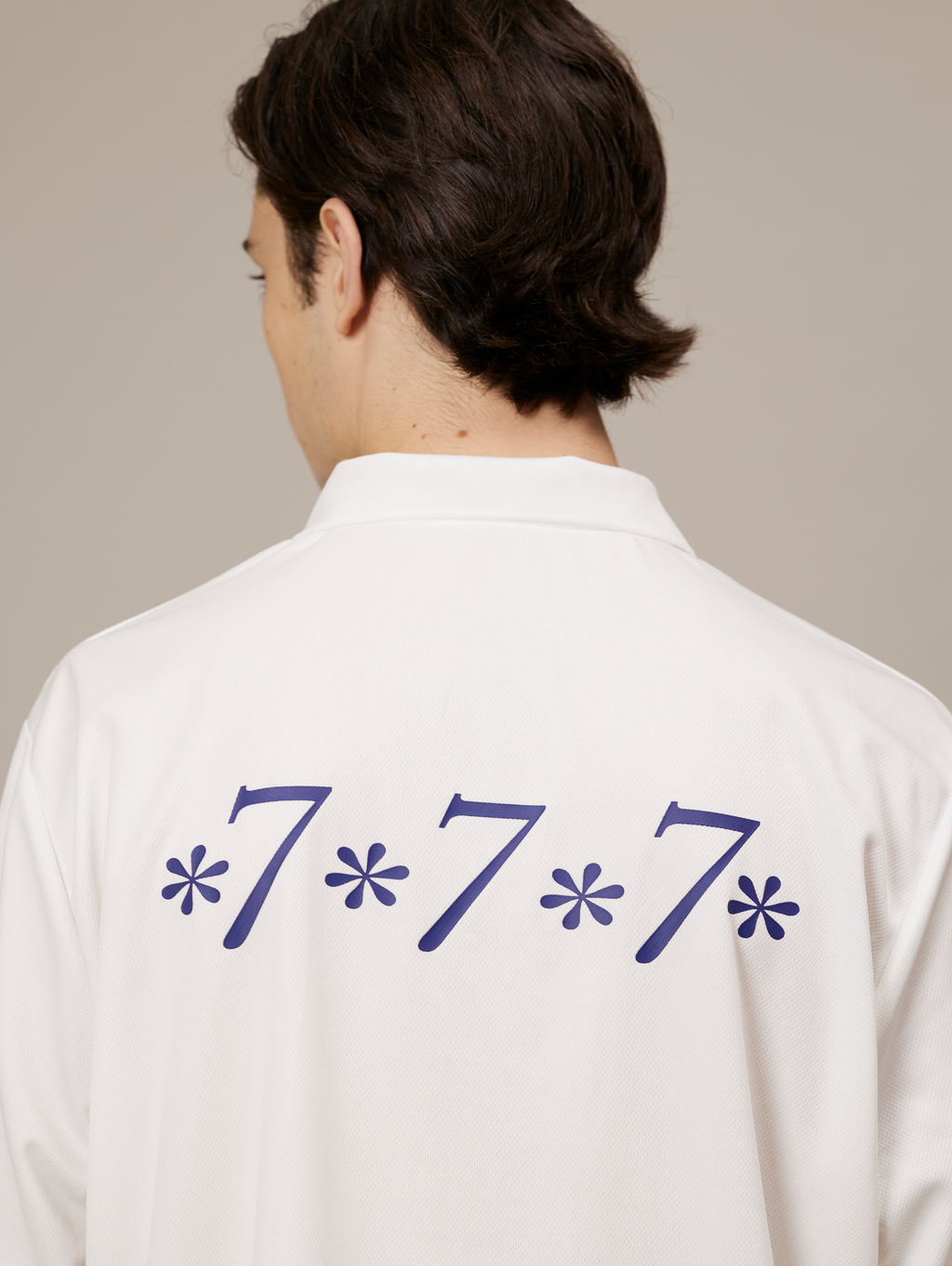 WHITE POLO SHIRT WITH DROPPED SHOULDER DESIGN