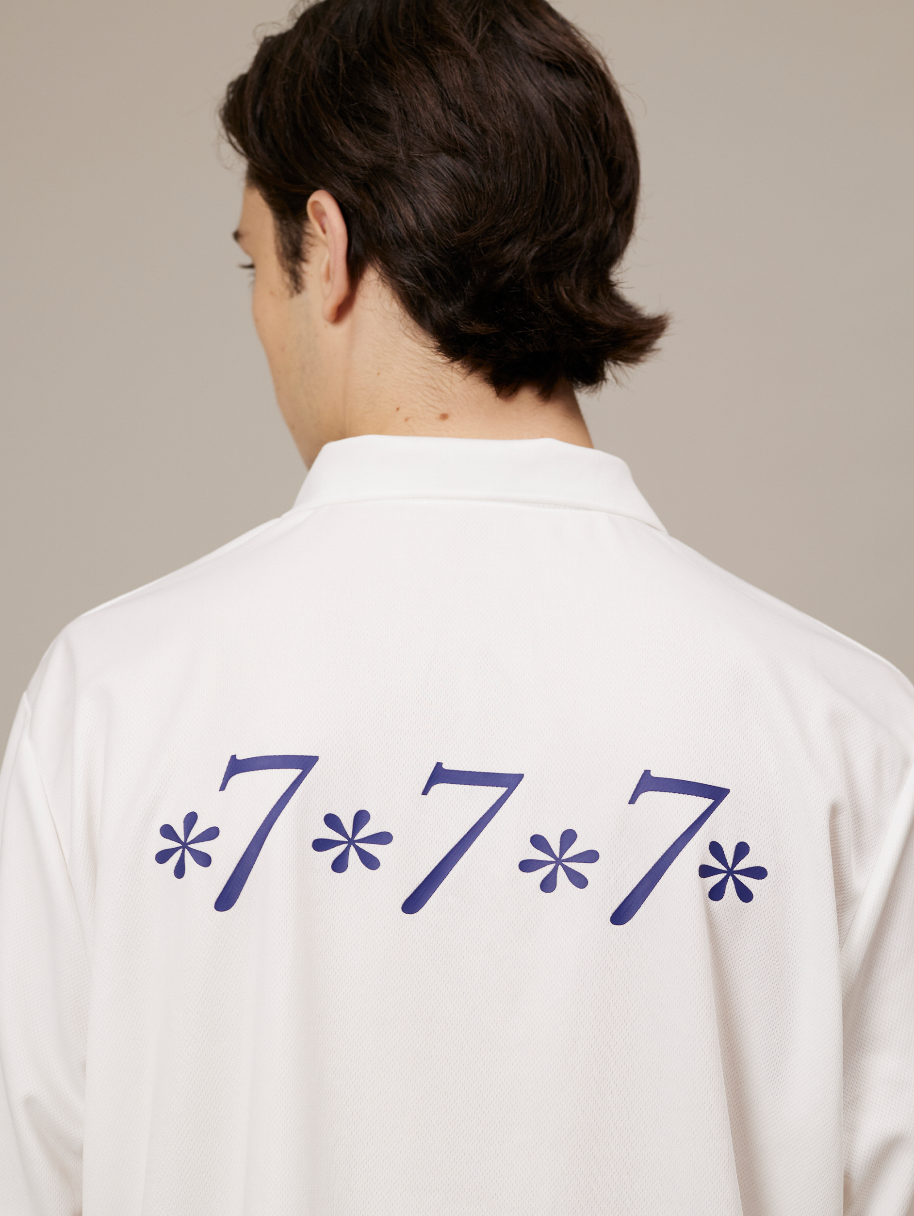 WHITE POLO SHIRT WITH DROPPED SHOULDER DESIGN