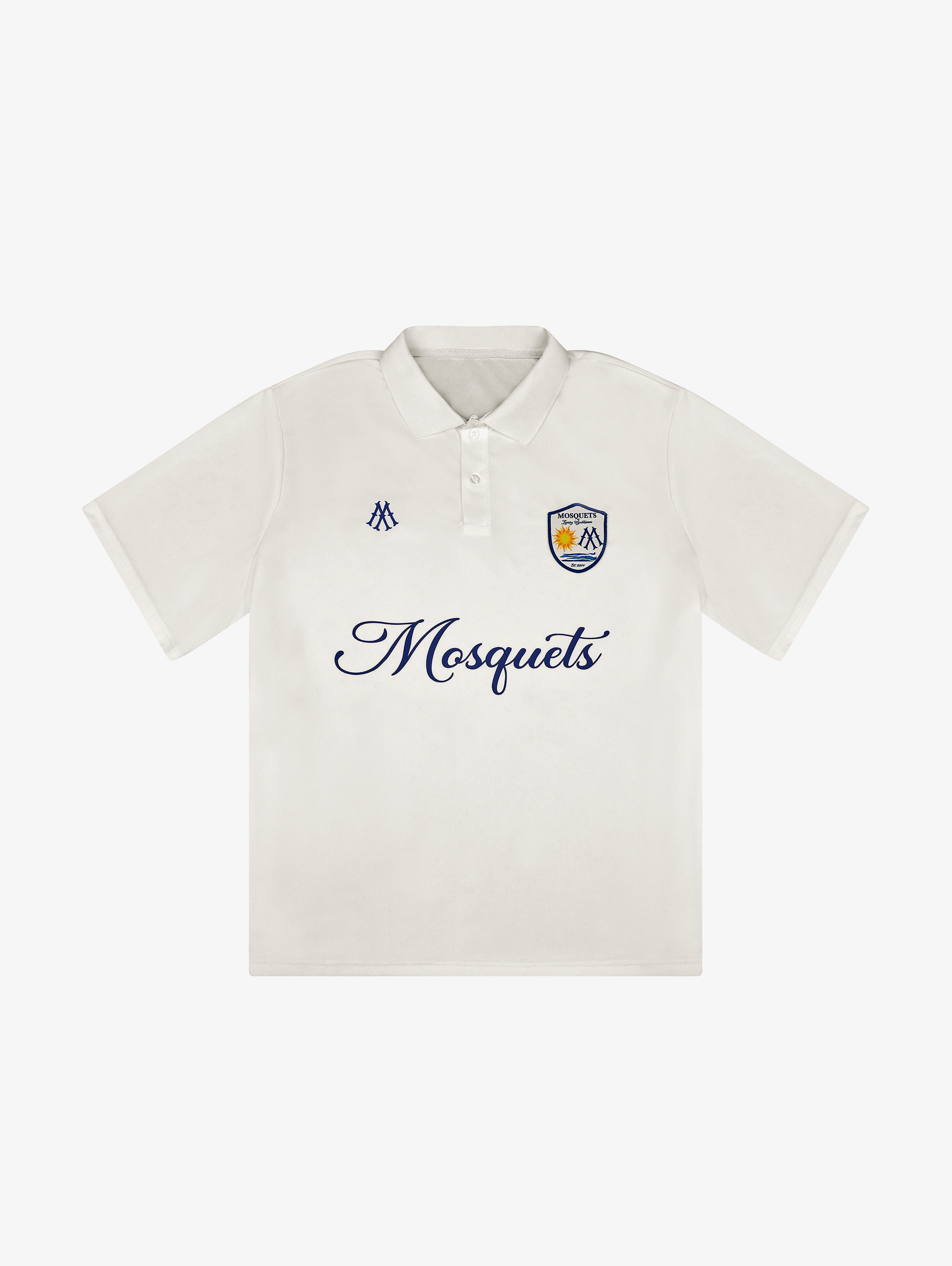 WHITE POLO SHIRT WITH DROPPED SHOULDER DESIGN