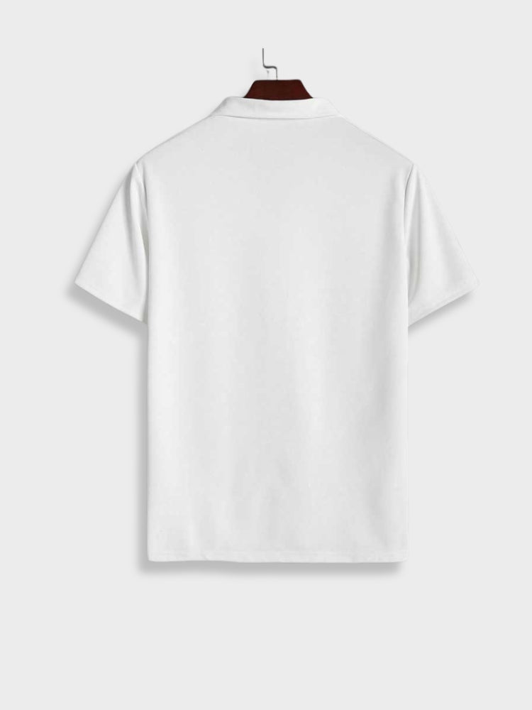 WHITE POLO SHIRT WITH ZIPPER - PARIS POLO MIT