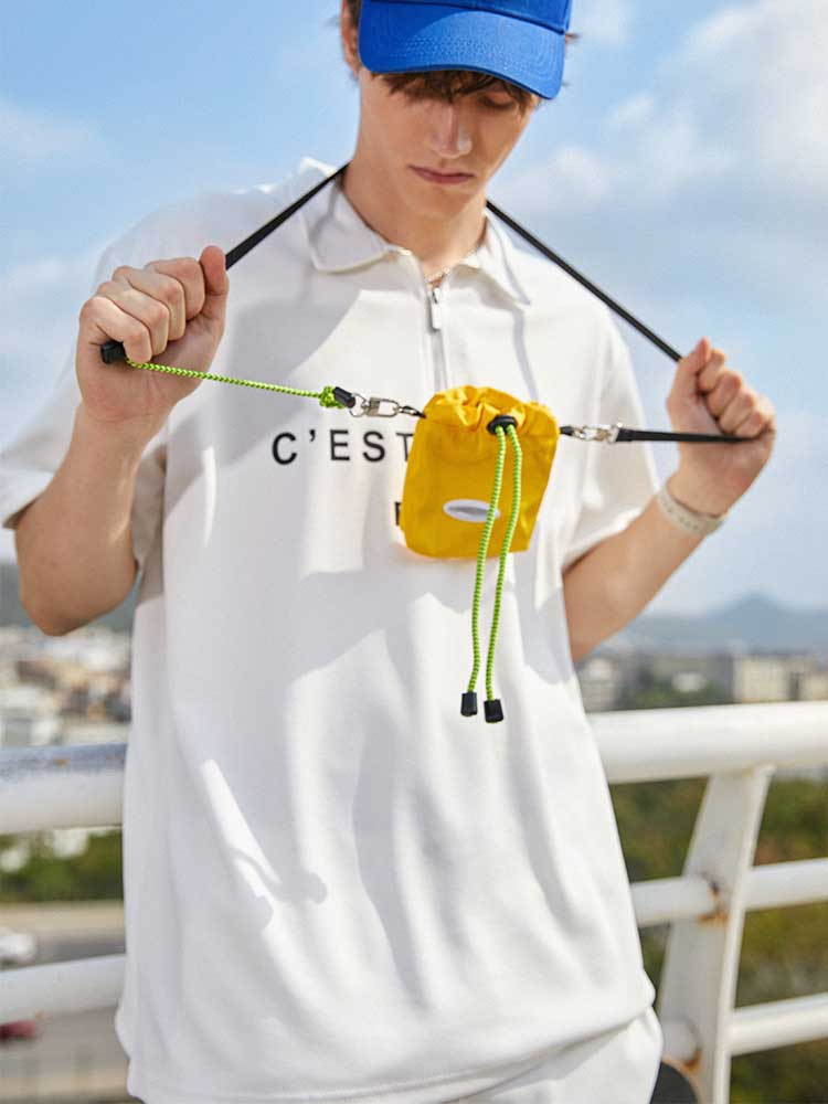 WHITE POLO SHIRT WITH ZIPPER - PARIS POLO MIT