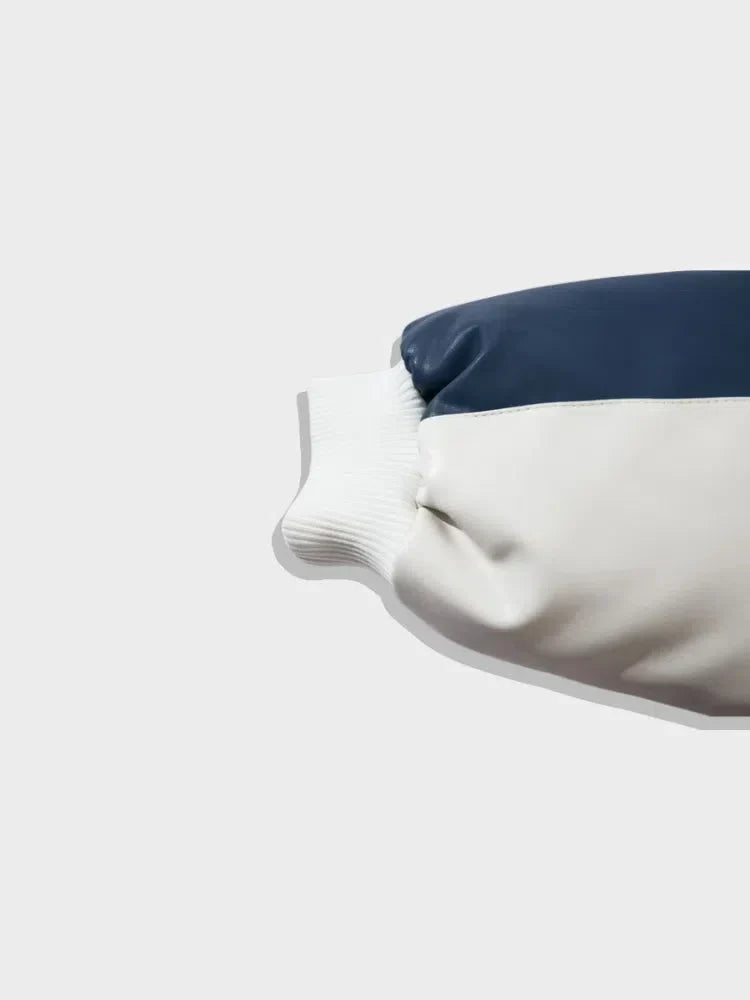 WHITE RACING-STYLE PUFFER JACKET REMADES SPORTS WINTER JACKET