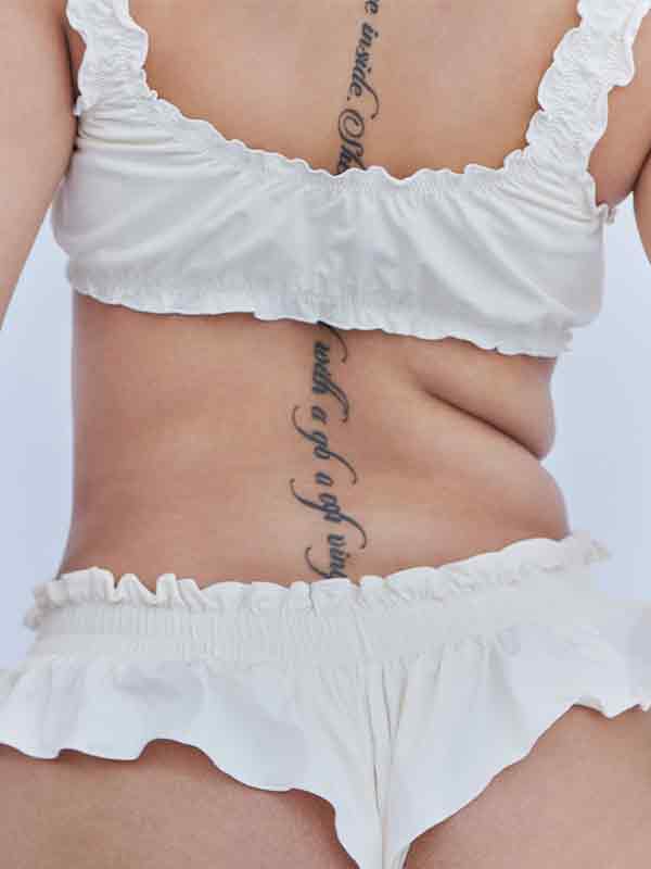 WHITE RUFFLED BIKINI SET SLIM FIT NYLON