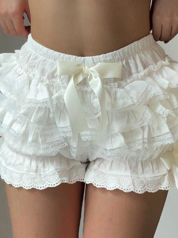 WHITE RUFFLED BLOOMER SHORTS VINTAGE WHITE PUMPKIN