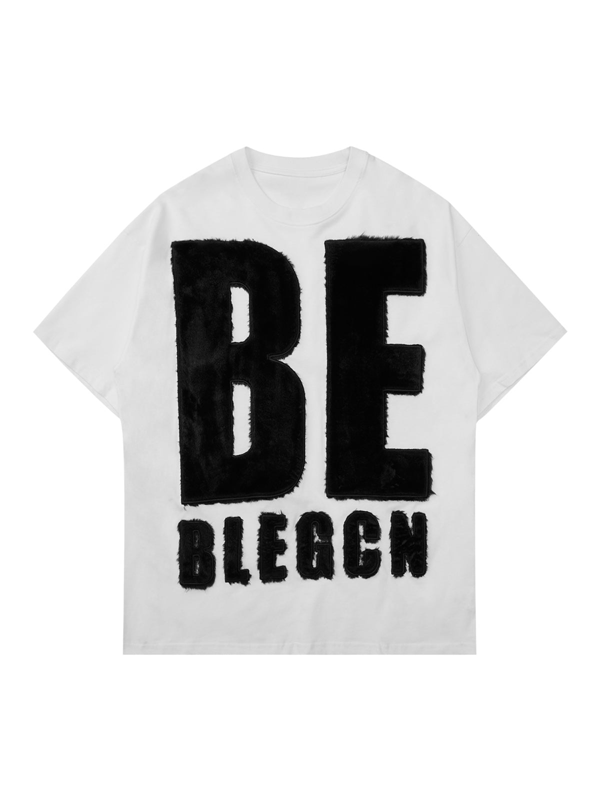 WHITE SHORT SLEEVE JERSEY T-SHIRT WITH BLACK LETTERING