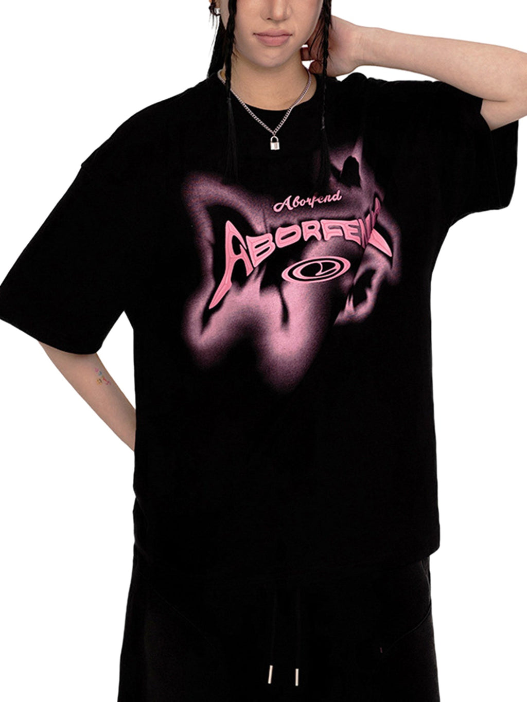 WHITE SHORT SLEEVE ROUND COLLAR JERSEY PULLOVER WITH PURPLE GRAPHIC