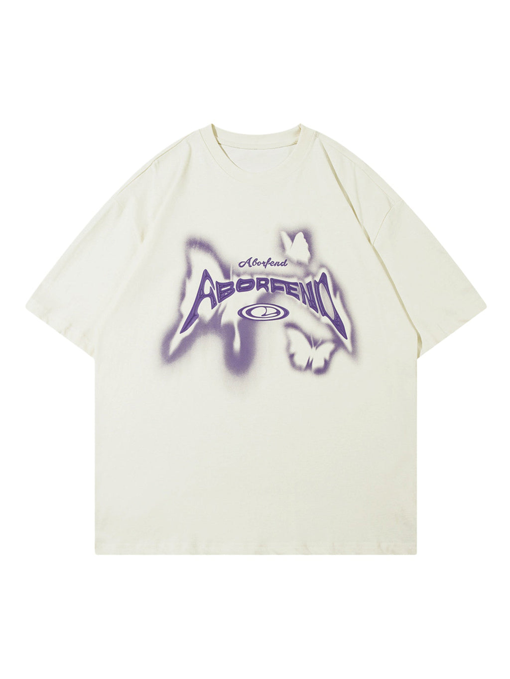 WHITE SHORT SLEEVE ROUND COLLAR JERSEY PULLOVER WITH PURPLE GRAPHIC
