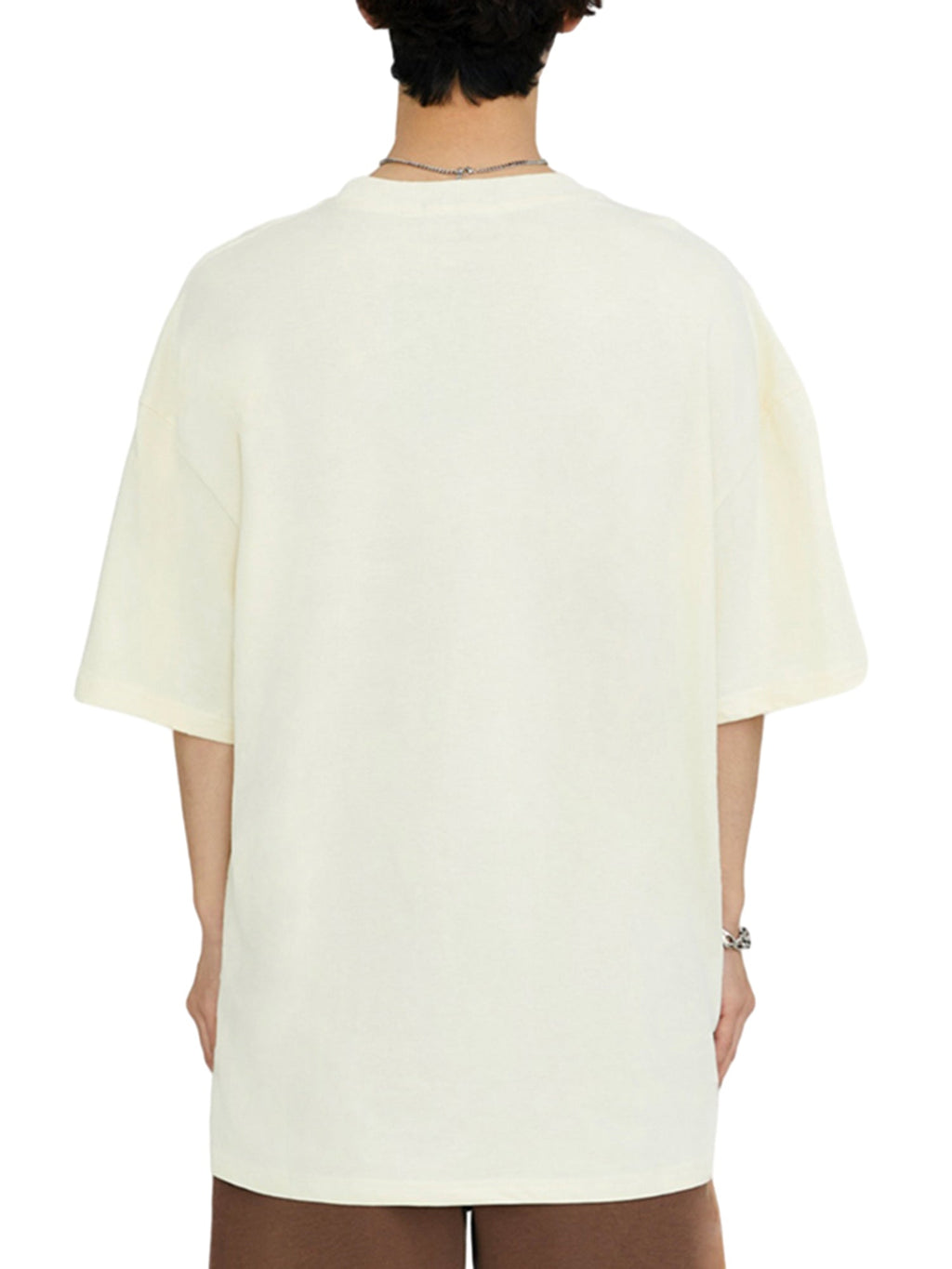 WHITE SHORT SLEEVE ROUND COLLAR JERSEY PULLOVER WITH PURPLE GRAPHIC