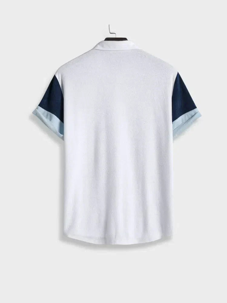 WHITE SHORT-SLEEVED SHIRT HERREN MIT STICKEREI STREETWEAR HEMD FÜR