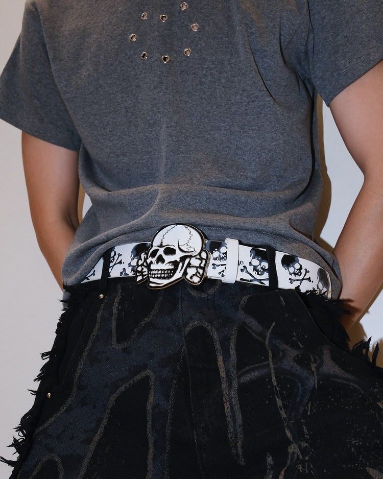 WHITE SKULL BUCKLE BELT FOR MEN AND WOMEN ACCESSORY