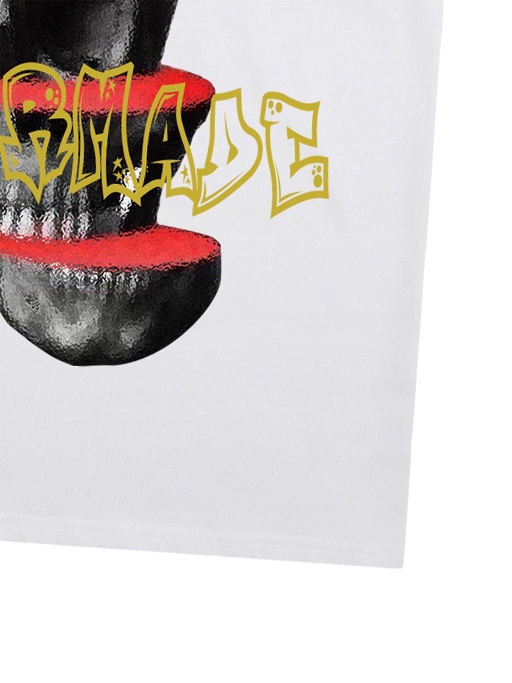 WHITE SKULL GRAPHIC PRINT SHORT SLEEVE T-SHIRT