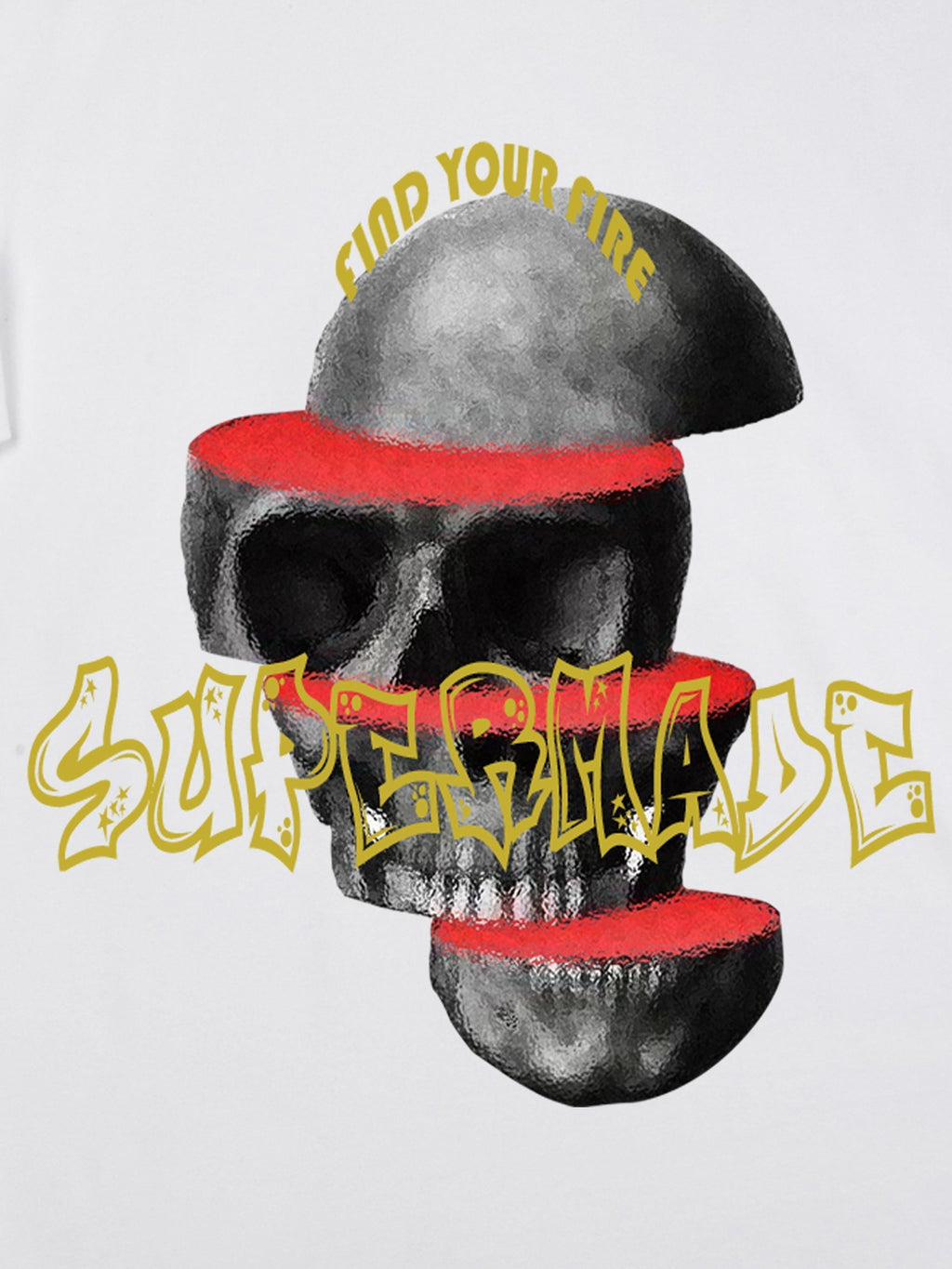 WHITE SKULL GRAPHIC PRINT SHORT SLEEVE T-SHIRT