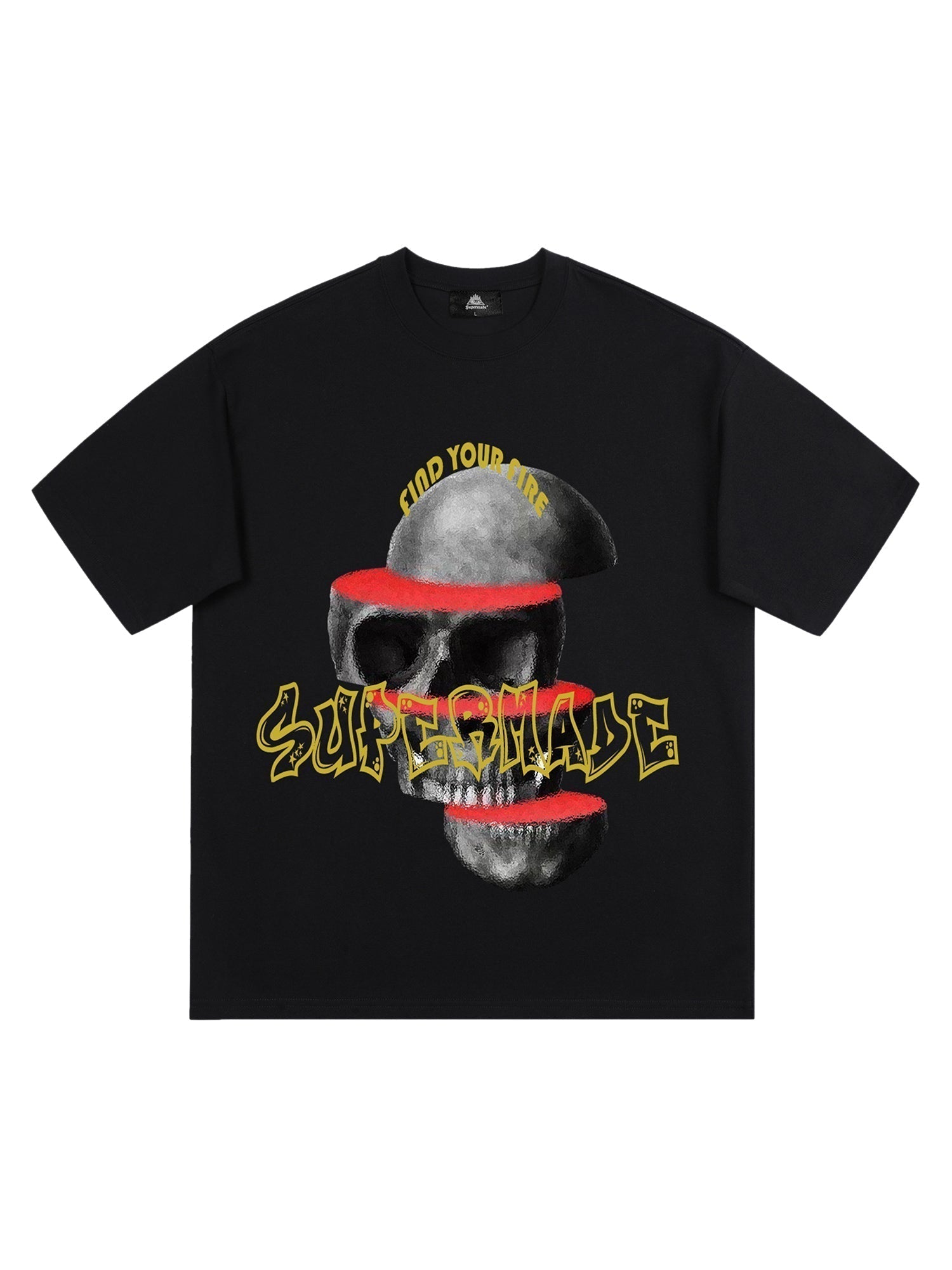 WHITE SKULL GRAPHIC PRINT SHORT SLEEVE T-SHIRT