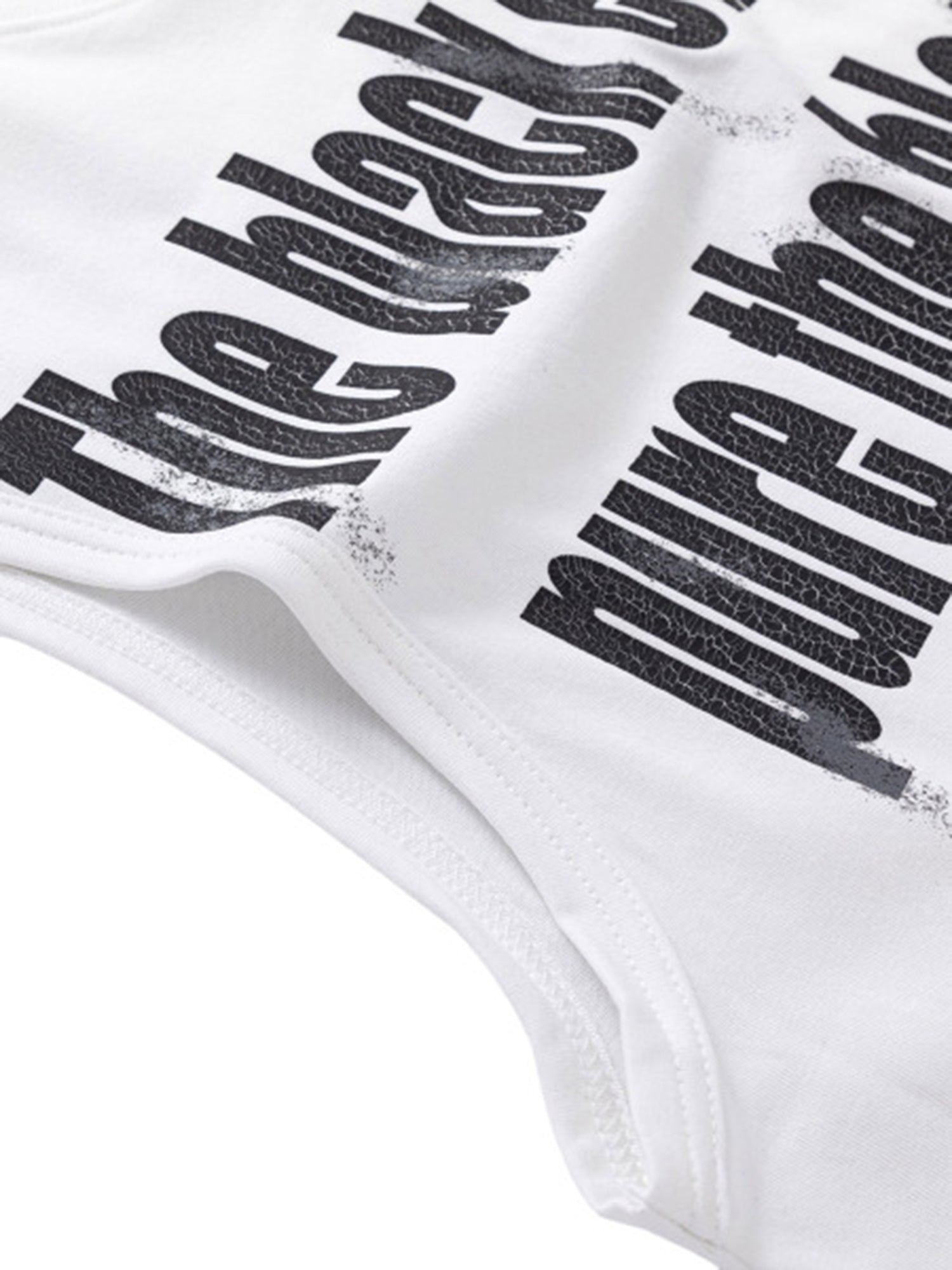 WHITE SLEEVELESS COTTON TANK WITH BLACK TEXT - BREATHABLE COTTON TANK