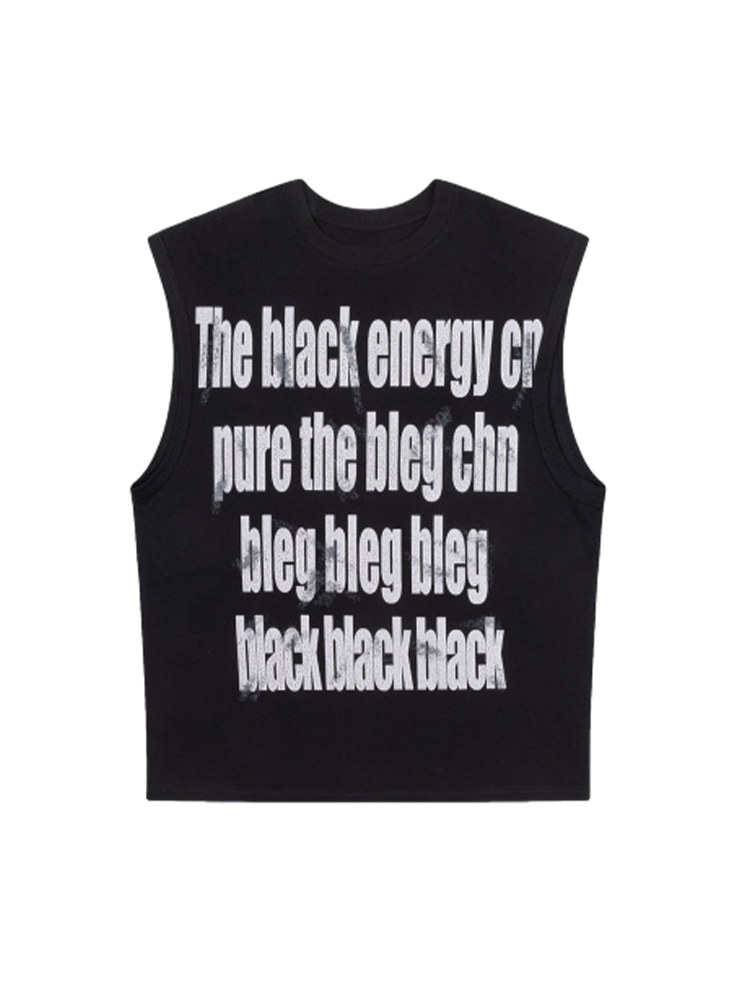 WHITE SLEEVELESS COTTON TANK WITH BLACK TEXT - BREATHABLE COTTON TANK