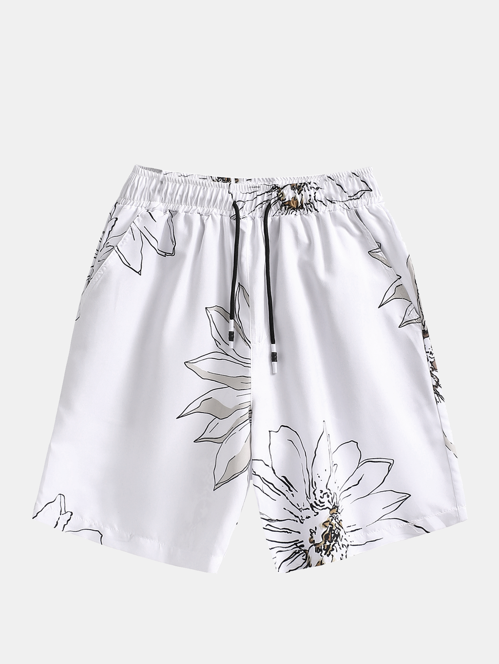 WHITE SUNFLOWER SHORT SET FOR ACTIVE LIFESTYLES AND COMFORTABLE FABRIC