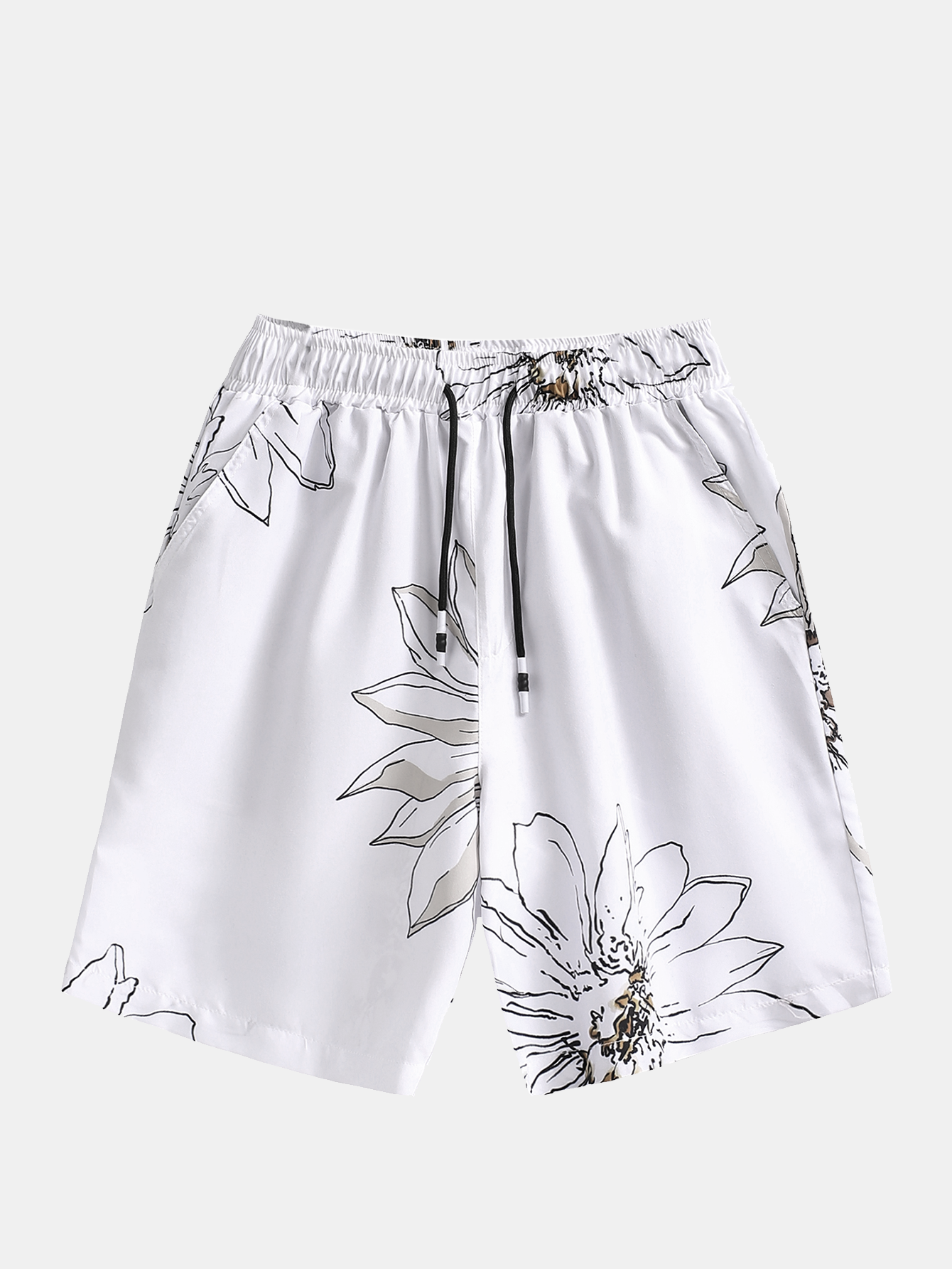 WHITE SUNFLOWER SHORT SET FOR ACTIVE LIFESTYLES AND COMFORTABLE FABRIC
