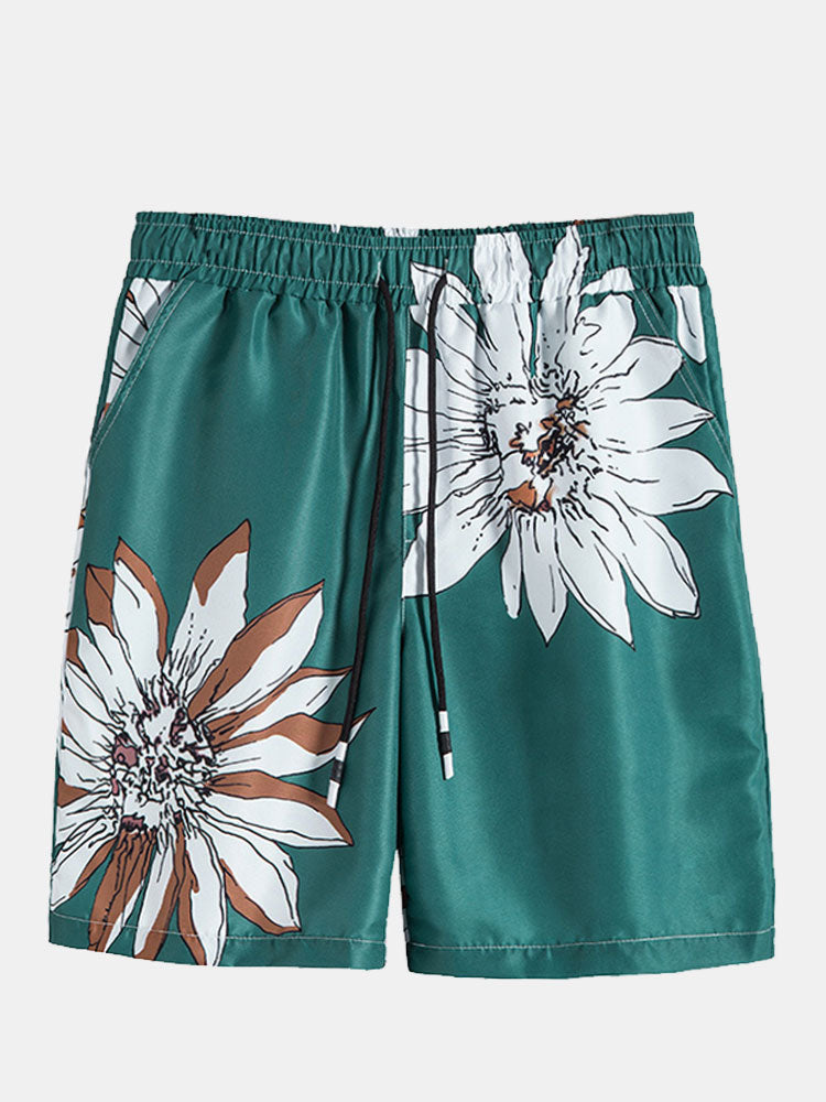 WHITE SUNFLOWER SHORT SET FOR ACTIVE LIFESTYLES AND COMFORTABLE FABRIC