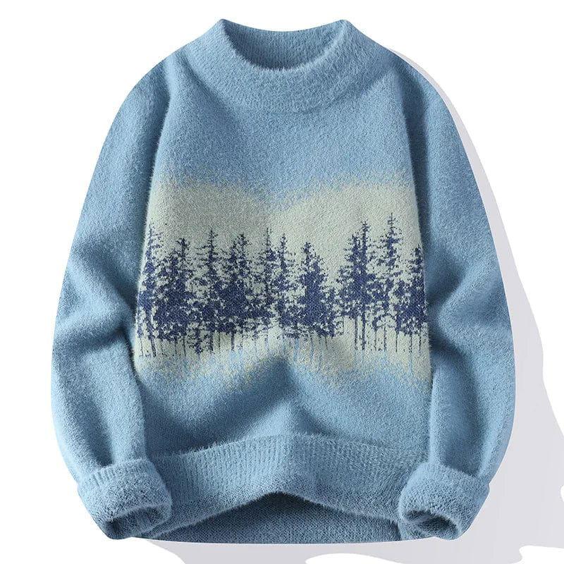 WHITE SWEATER WITH BLUE FOREST DESIGN - SWEAT FOREST WORKOUT GARMENT