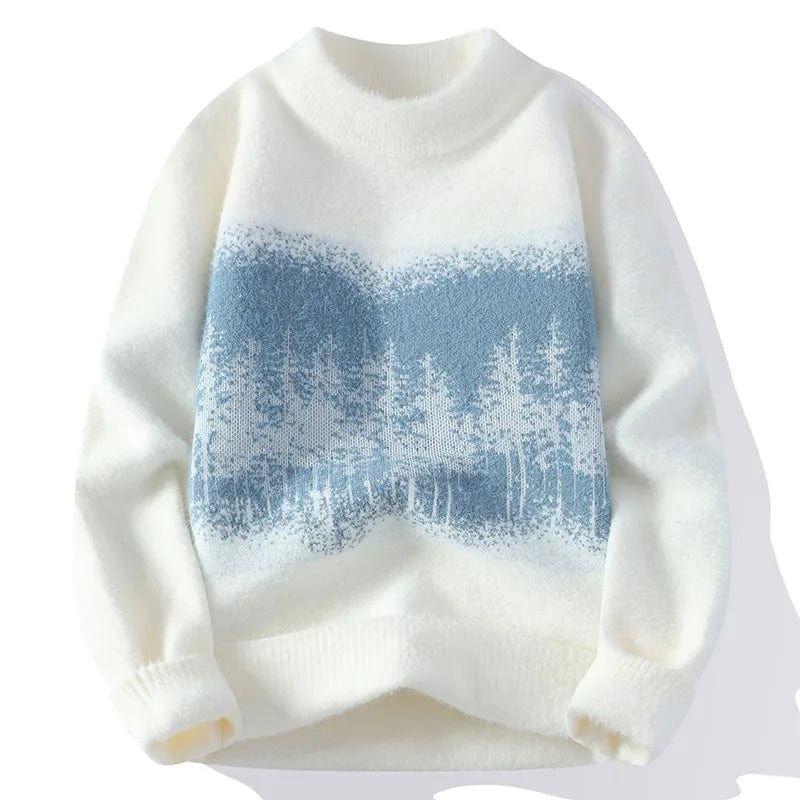 WHITE SWEATER WITH BLUE FOREST DESIGN - SWEAT FOREST WORKOUT GARMENT