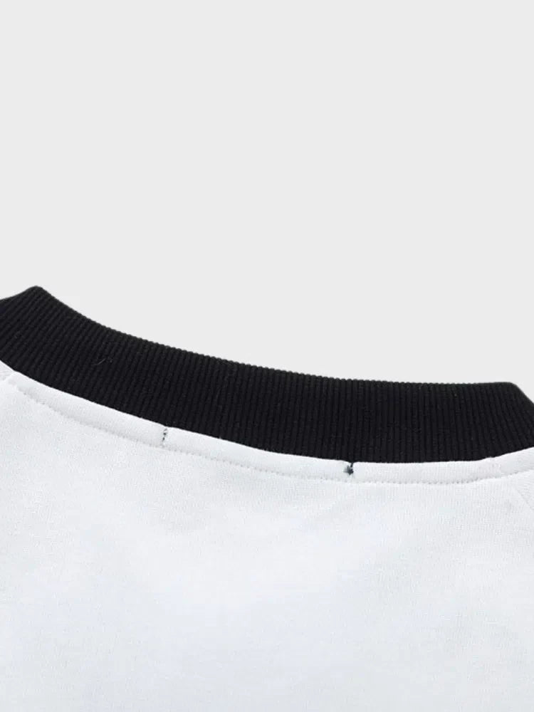 WHITE SWEATSHIRT WITH BLACK ACCENTS - VINTAGE INSPIRED STREETWEAR