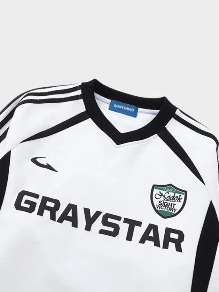 WHITE SWEATSHIRT WITH BLACK ACCENTS - VINTAGE INSPIRED STREETWEAR